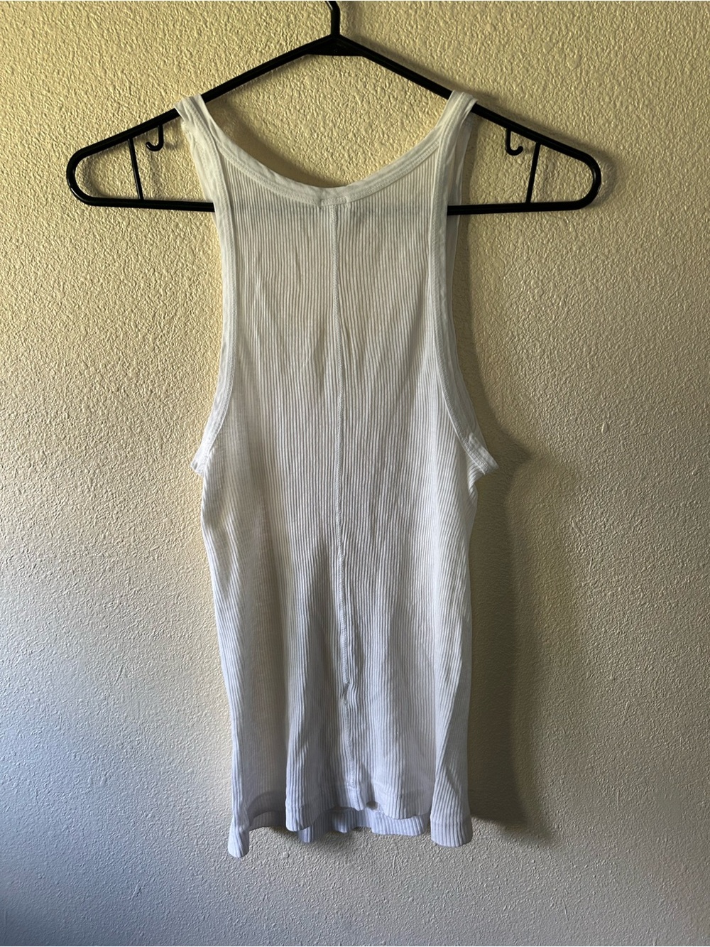 Re/Done White Ribbed Racerback Tank